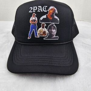 2pac 90s Hip Hop Legend  Black Mesh Trucker Snapback Adjustable Hat